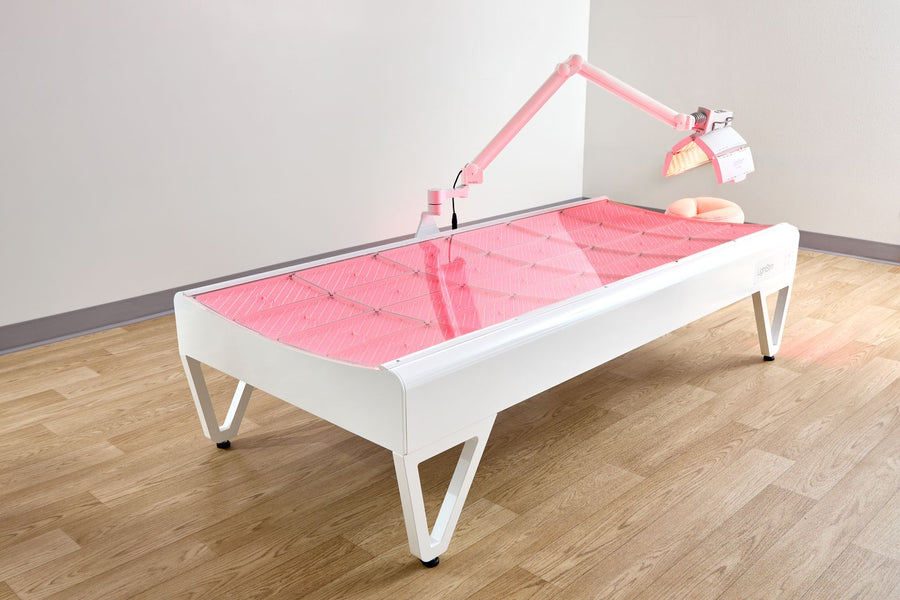 A LightStim LED Bed in a bright treatment room